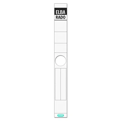 Obrázek ELBA 100420959 visačka na hřbety pořadačů rado pro závěsné pořadače 10 ks dlouhé a úzké samolepicí šířky hřbetu 5 cm bílá s šedým potiskem loga