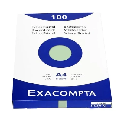 Obrázek Exacompta balení 13346E (se 100 kartotékovými kartami, neděrovanými DIN A4, 210 x 297 mm, 205 g, prázdné, ideální do školy) 1 zelené