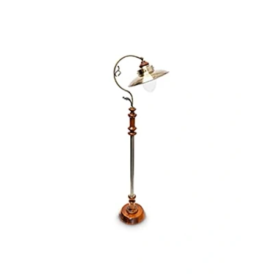 Obrázek Relaxdays Stojací lampa V secesním stylu, se sklopným stínidlem, z masivního dřeva a mosazi, x H: cca 157 35 39 cm, hnědá, zlatá