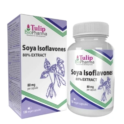 Obrázek Soja Isoflavones 80% Extract 120 kapslí bez GMO, laboratorně testováno, podporuje hormonální zdraví