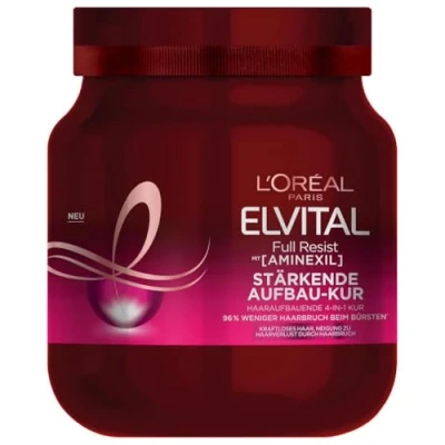 Obrázek L&#039;Oréal Paris Elvital vlasová kúra proti vypadávání vlasů v důsledku lámání vlasů, bez parabenů nebo silikonů, pro silné vlasy, s biotinem, provitaminem B5 a argininem, kompletní Resist Multi Power,