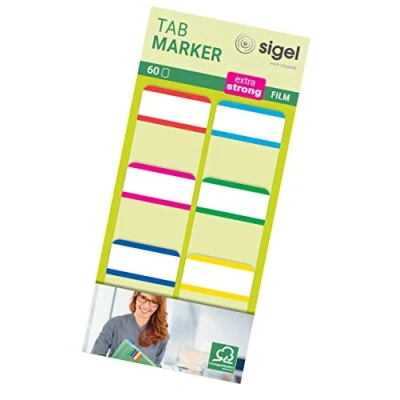 Obrázek SIGEL HN201 Tab Marker, extra silné zvýrazňovače, 25 x 38 mm, 60 proužků