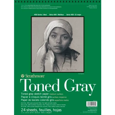 Obrázek Strathmore Toned Gray Sketch Paper, 27,9 x 36,6 cm, 24 listů, 118 g/m²