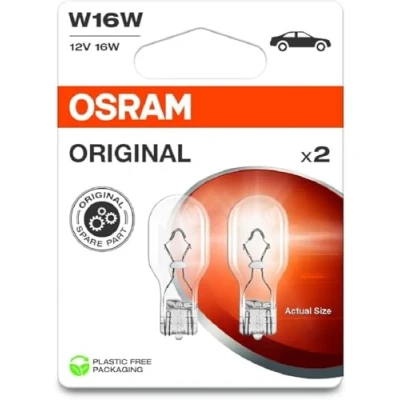 Obrázek Osram ORIGINAL LINE 12V, W16W, signální žárovky se skleněnou stlačitelnou paticí, dvojitý blistr (2 žárovky), bílá