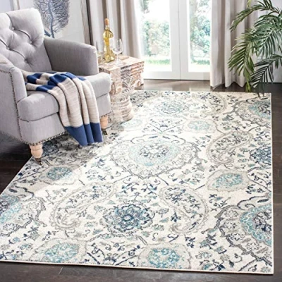 Obrázek SAFAVIEH Boho koberec do obývacího pokoje, jídelny, ložnice Madison Collection, krátký vlas, krémová a světle šedá, 122 X 183 cm