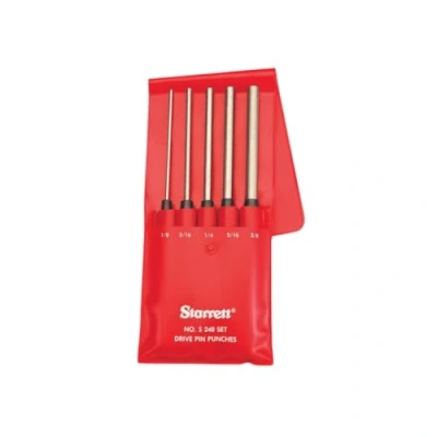 Obrázek Starrett S248PC rozšířená sada děrovacích kolíků disku, průměr kolíku 1/8&quot; 3/8&quot;, celková délka 8&quot;, 3 1/2&quot;, v červené vinylové tašce