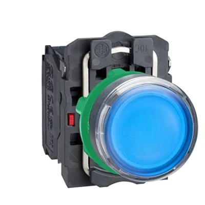 Obrázek Schneider Electric XB5AW36B5 tlačítko svítící tlačítko, Harmony XB5, plast, modrá, 22 mm, univerzální LED, hladká kalotta, 1S + 1Ö, 24 V ACDC