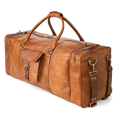 Obrázek Berliner Bags Vintage Weekender New York z kůže, cestovní taška pro dámy a pány hnědá, Hnědá Xxxl