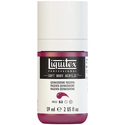Obrázek Liquitex 1959114 Profesionální akrylová barva Soft Body umělecká v krémové krycí konzistenci, vysoká pigmentace, stálobarevná a odolná proti stárnutí, 59 ml láhev Quinacridone Magenta