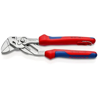 Obrázek KNIPEX Klešťový klíč, multifunkční chrom vanadium, chromovaná ochrana proti korozi, upevňovací očko, 180 mm (SB karta/blistr), 86 05 T BK