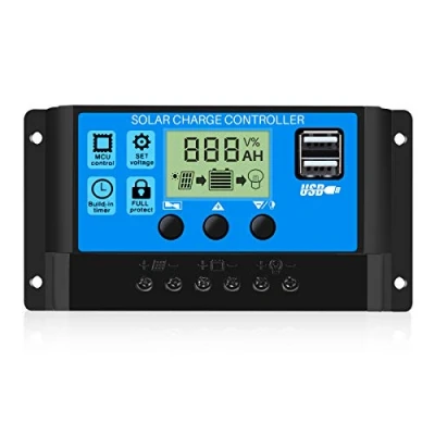 Obrázek solární nabíječka Thlevel 30 A 12 V/24 V regulátor nabíjení ovladač panel baterie inteligentní s 5V duálním USB portem LCD displej (30 A)