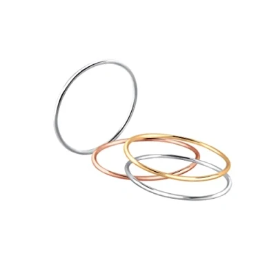 Obrázek Elli prsten dámský sada &quot;Stackingringring&quot; Tricolor ze sterlingového stříbra 925 pozlacený, Fazetový brus, Bez