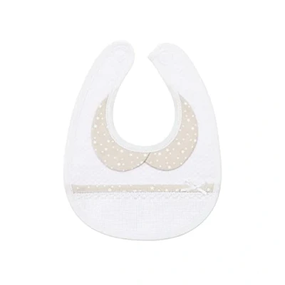 Obrázek Filet Lätzchen für Neugeborene aus Weichem Weißem Stoff, Aida Tasche zum Besticken, schützt die Kleidung des Babys vor dem Füttern und Spucken, 100% Made in Italy, Weiß Beige