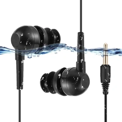 Obrázek AGPTEK IPX8 vodotěsná sluchátka sportovní Im hr Headset plavecká pro iPhone 7, 7 Plus, 6, 6S, SE, Samsung Galaxy S8, S7, Edge S6, E11, černá