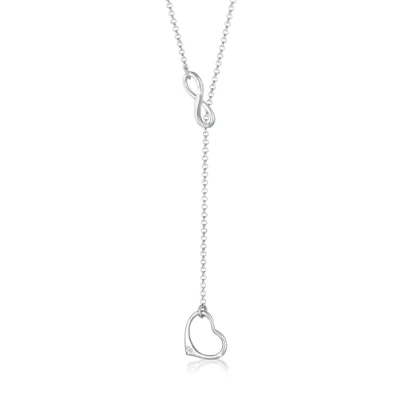 Obrázek Elli DIAMONDS řetízek na krk dámy srdce Infinity Přívěšek Y Trend s diamantem (0. 02 ct.) ze sterlingového stříbra 925, Sterlingové stříbro, Diamant