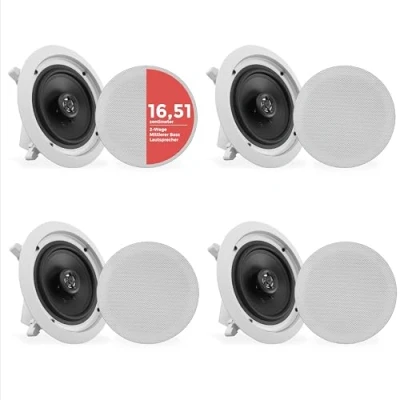 Obrázek Pyle 16.5cm 4 Deckenlautsprecher, 200W Einbaulautsprecher, Deckenlautsprecher Bluetooth, Kanal Verstärker, Wandlautsprecher, 2 Wege Lautsprecher, Ceiling Speaker Flach, Wechselbare Gitter