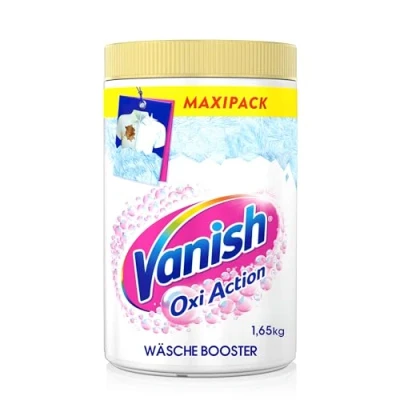 Obrázek Vanish Oxi Action Powerweiss prášek 1 x 1,65 kg odstraňovač skvrn a na posilování prádla bez chlóru pro bílé prádlo