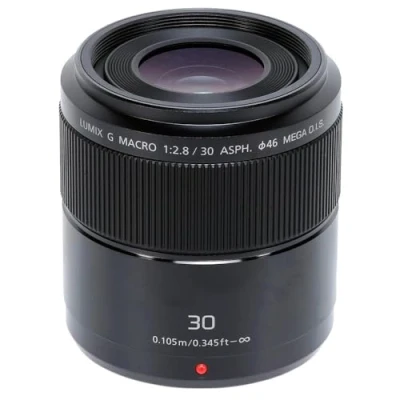 Obrázek Panasonic H HS030E LUMIX G Makro 30 mm F2. 8 ASPH.objektiv (O.I.S. stabilizátor obrazu, úhel obrazu 40, velikost filtru 46 mm) černý