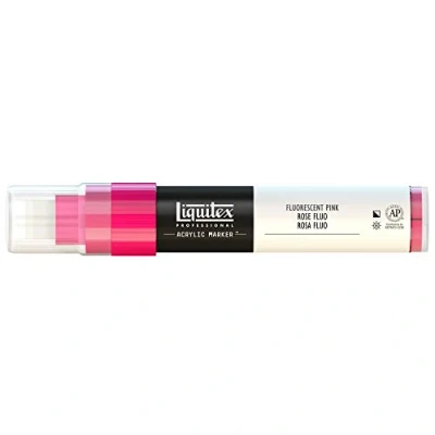 Obrázek Liquitex 4610987 Professional Paint Marker, akrylový popisovač s vysoce pigmentovanou akrylovou barvou na bázi vody pro vnitřní a venkovní použití, široká špička růžová fluorescenční