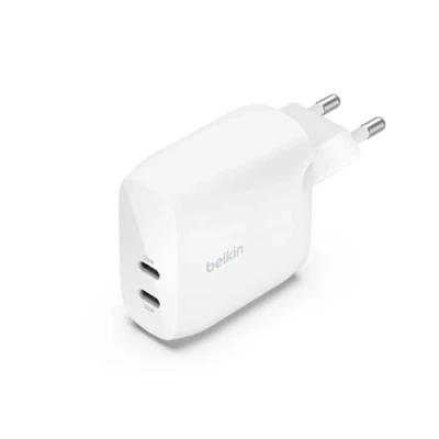 Obrázek Belkin BoostCharge USB C PD Ladegerät mit 2 Anschlüssen und PPS, 60 W für Apple iPhone 16/15, iPad, Samsung Galaxy, Google Pixel, kompatibel C/Lightning Kabel C/USB Weiß