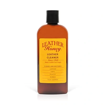 Obrázek LEATHER Honey Čistič kůže, prémiový čistič kůže pro koženku a kožené oblečení, nábytek, interiér auta, obuv doplňky, není nutné ředit, připravený k použití, láhev 236 ml