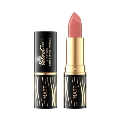 Obrázek Eveline Cosmetics Velvet Matte rtěnka č. 510 intenzivní barva a hydratační receptura s voskem Candelillu vitaminem E, dlouhotrvající matný povrch