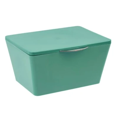 Obrázek WENKO Aufbewahrungsbox mit Deckel Brasil, mattierter Aufbewahrungskorb für Badezimmer &amp; Gäste WC, dekorativer Badkorb aus bruchsicherem Kunststoff, BPA frei, 19 x 10 15,5 cm, Grün