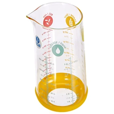 Obrázek Pebbly PKM 0500J odměrka se silikonovými deskami 500 ml, borosilikátové sklo, silikon, žlutá, 10 x 8 16 cm