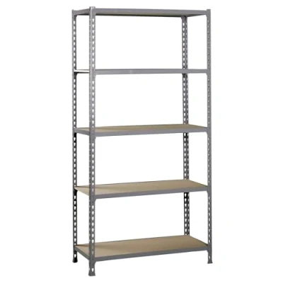 Obrázek SimonRack Schwerlastregal, Lagerregal, 180x80x30 cm, Metallregal, Kellerregal, Biegestelle 150 kg, 5 Holzfachböden, Grau/Holz Maderclick