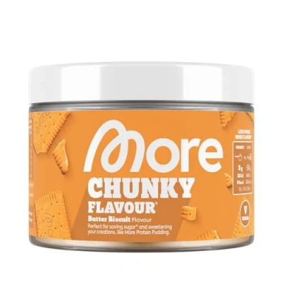 Obrázek MORE Chunky Flavour, máslové sušenky, 150 g, veganský, chuťový prášek na slazení, bez velkého množství cukru a kalorií, s inulinem laktázou vyrobeno v Německu