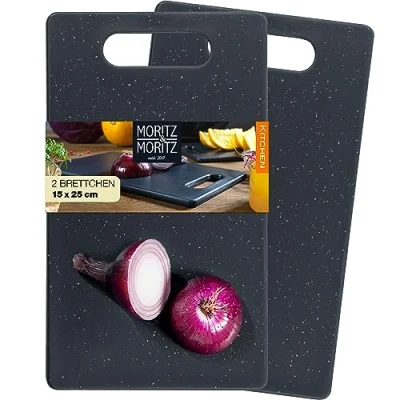 Obrázek Moritz &amp; 2x krájecí prkénko plast sada ve vzhledu žuly 25 x 15 cm prkénka bez BPA snídaňové krájecích prkének hygienická a vhodná do myčky