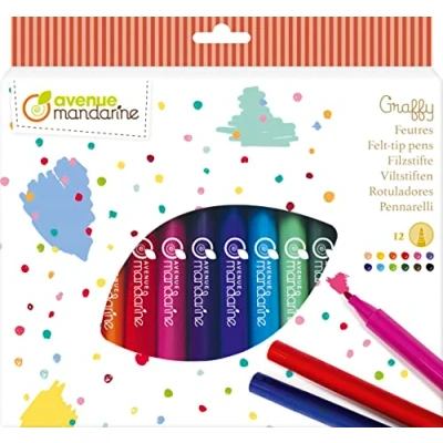 Obrázek Avenue Mandarine CC030O Packung mit 12 Filzstiften, ideal für Bastelprojekte, abwaschbar, 1 Pack