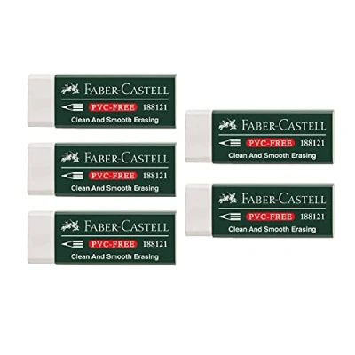 Obrázek FABER CASTELL 205002 guma 188121, bez PVC, plast, bílá, 5 kusů