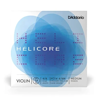 Obrázek D&#039;Addario Helicore Geigensaiten Violine Saiten Geige 4/4 H314 4/4M Violinen Einzelsaite &#039;G&#039; Silber umsponnen Medium