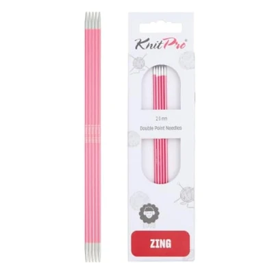 Obrázek KnitPro K47001 jehly na ponožky, kov, růžová, 15 cm / 2 mm