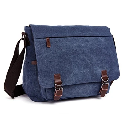 Obrázek LOSMILE taška přes rameno pánská 16 palců Kurýrní Canvas Laptop Messenger Bag do práce a školy., modrá,