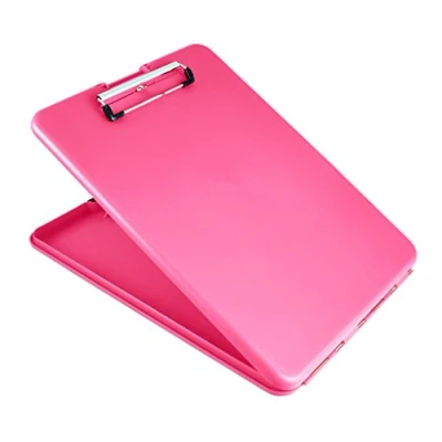 Obrázek Läufer 55806 SlimMate Portable Desktop upínací deska s vnitřní přihrádkou, pro DIN A4 obzvlášť ploché, zaoblené rohy, otevírací nahoře, plast, růžová