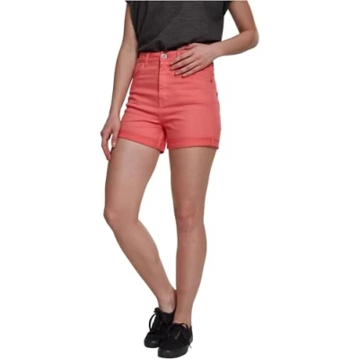 Obrázek Urban Classics Ladies Highwaist Stretch Džínové kraťasy, Ženy, Velikost: 27, Coral
