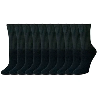 Obrázek Amazon Essentials Damen Leicht Gepolsterte Crew Socken Aus Hochwertiger Baumwolle, 10 Paar, Schwarz, 36 39.5