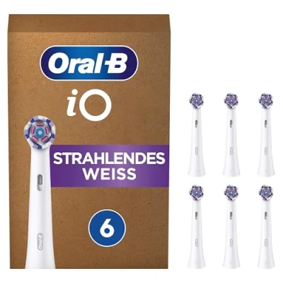 Obrázek Oral B iO zářivé bílé nasazovací kartáčky pro elektrický zubní kartáček, 6 kusů, B&#039;s nejlepší čištění zubů, originální nástavec na kartáček kartáčky, balení v poštovní