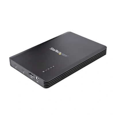Obrázek StarTech.com 4 pouzdro Bay Thunderbolt 3 NVMe, pro disky M.2 NVMe SSD, 1x DisplayPort Video/ 2X TB3 downstream porty, 40Gbit/s, 72W napájení, externí kryt pevného disku (M2E4BTB3), černý