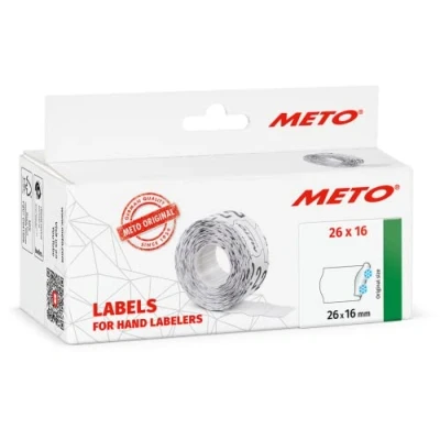 Obrázek Originální etikety Meto 9517185 (26 x 16 mm, 6 000 kusů, multifunkční, permanentní hluboké, cenové pro Meto, Contact, Sato, Avery, Tovel atd.) rolí, bílé
