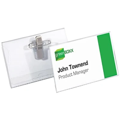 Obrázek Durable Jmenovka s kombinovanou svorkou, 90 x 54 mm, transparentní, plast, 5 kusů, 861019
