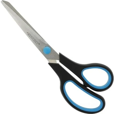 Obrázek Westcott E 30283 00 Easy Grip Softgrip nůžky, nerezové čepele, modro černá plastová rukojeť, 20,1 cm / 8 palců, 1 kus
