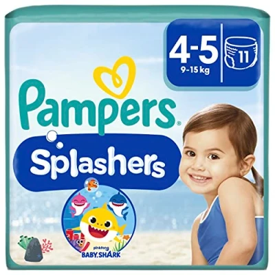 Obrázek Pampers Dětské plenky velikost 4 5, Splashers, jednorázové na plavání pro bezpečnou ochranu ve vodě, 11 plenek
