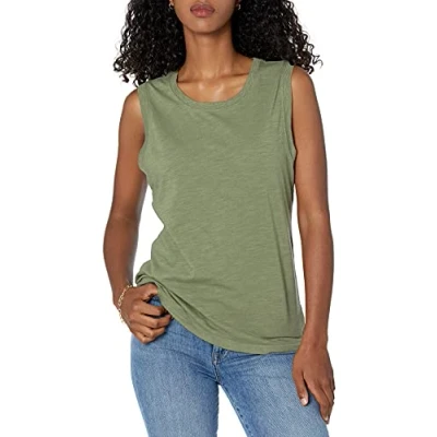 Obrázek The Drop Damen Nicole Tanktop, sportlich, Rundhalsausschnitt, Olivgrün, S