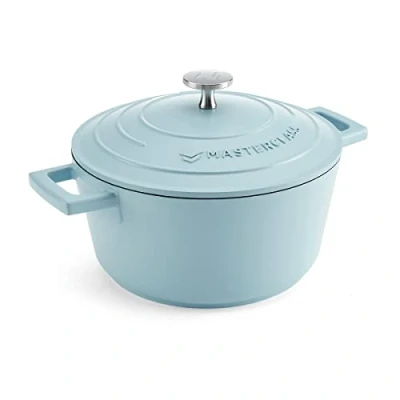 Obrázek MasterClass Kleine Auflaufform mit Deckel 2.5L/20 cm, leichtes Aluminiumguss, Induktionskochfeld und Backofen sicher, Himmelblau, blau