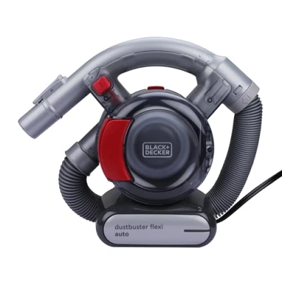 Obrázek Black + Decker Dustbuster Flexi PD1200AV automobilový / ruční vysavač (s flexibilní sací hadicí s 12V připojením do auta, bezsáčkový, 1x vč. Štěrbinové hubice a kartáče na čalounění)