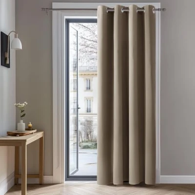 Obrázek Deconovo Neprůhledné záclony s oky Zatemňovací závěsy obývací pokoj tlustá termo záclona ochrana proti chladu horku, 214 x 132 cm (výška šířka), šedohnědá, 1 kus