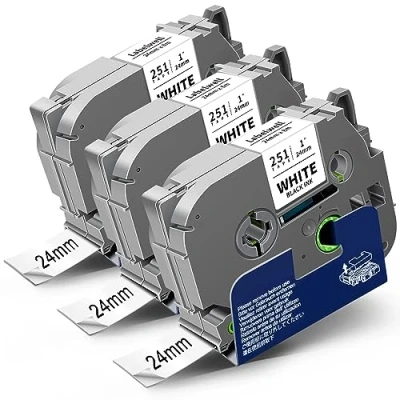 Obrázek 3x Labelwell kompatibilní TZe 251 TZ 24 mm páska pro Brother P touch pásky TZe251 na etikety Ptouch PT P710BT PTP700 E500VP P750W D600VP H500LI 2430 Cube, černá bílé
